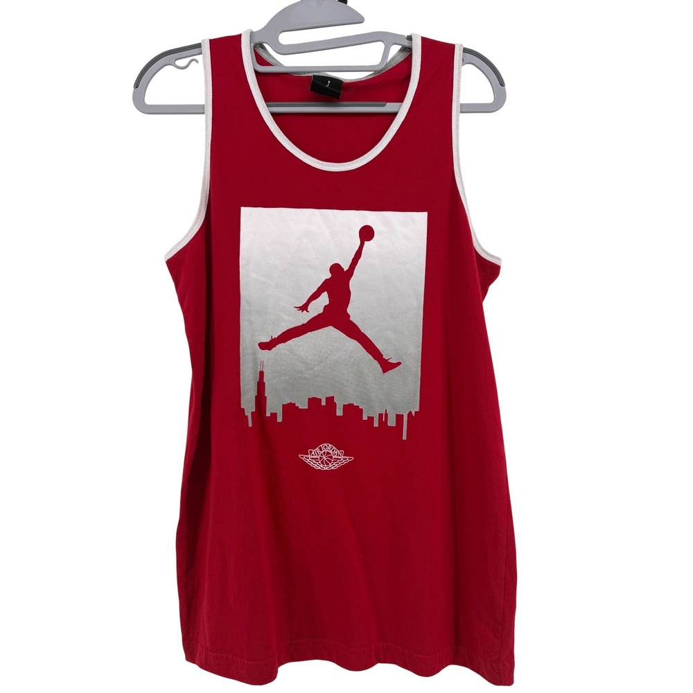 Jordan Jumpman Chicago Skyline Tank Top Kids XL Red‎ Cotton Graphic Sportswear